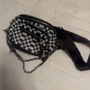 Steve Madden Black and White Checkered Crossbody Bag